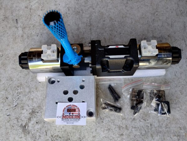 Yoke Conversion Kit with valve, manifold, weld-on base, and Deutsch harness